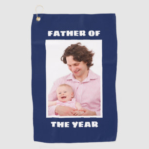 Father Of The Year Personalized Custom Photo Daddy Golf Towel