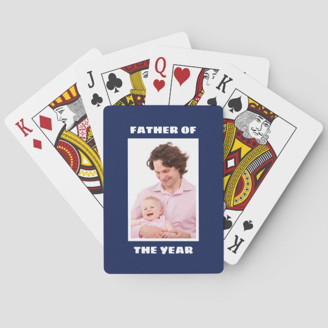 Father Of The Year Personalized Custom Photo Daddy Poker Cards (Back)