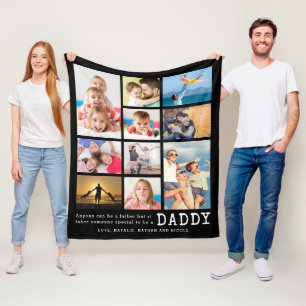 Father Personalized Daddy Quote 10 Photo Collage Fleece Blanket