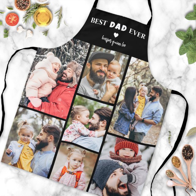 Father Personalized Photo Collage Best Dad Apron (Father Personalized Photo Collage Best Dad Apron)