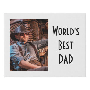 Father photo black white faux canvas print