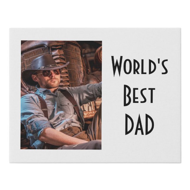 Father photo black white faux canvas print (Front)