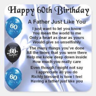 Father Poem - 60th Birthday Square Sticker