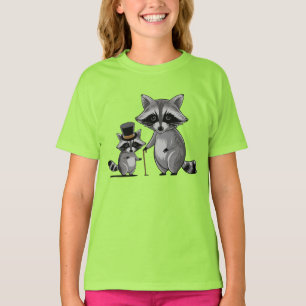 Father raccoon with his young son learning music T-Shirt