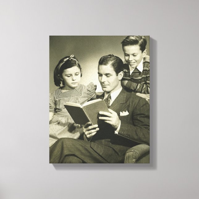 Father Reading to Son Canvas Print (Front)