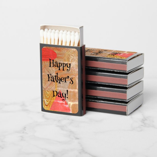 Father’s Day Abstract Geometric Wood Grain Pattern Matchboxes (Stacked)