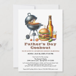 Father’s Day BBQ Invitation – Hamburgers, Drinks