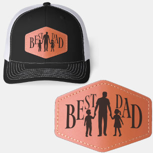Father’s Day - Best Dad - Family silhouettes Leather Patch Hat