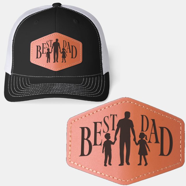 Father’s Day - Best Dad - Family silhouettes Leather Patch Hat (Creator Uploaded)