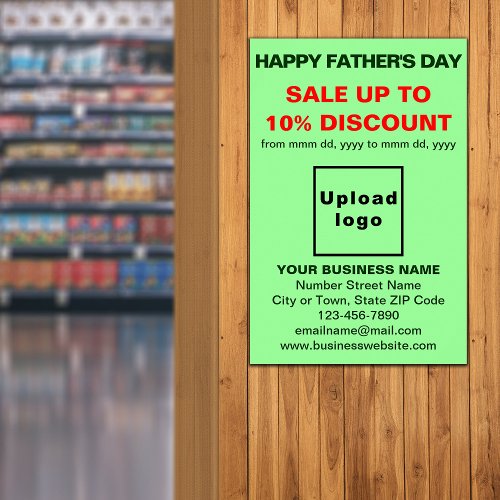 Fathers Day Business Sale Light Green Poster