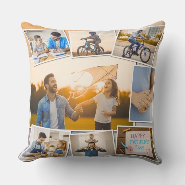 Father’s Day Collage– Personalized Photo Gift  Throw Pillow (Front)