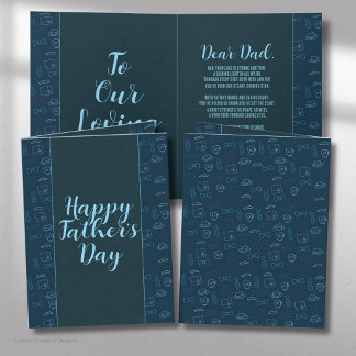 Father’s Day Dark Blue Neon Icons Greeting Card