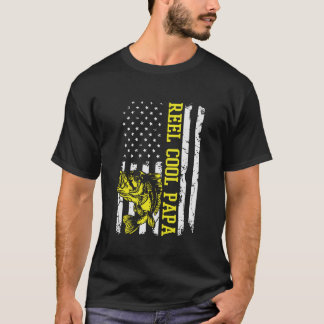 Father s Day Fishing Fisher USA Flag America T-Shirt