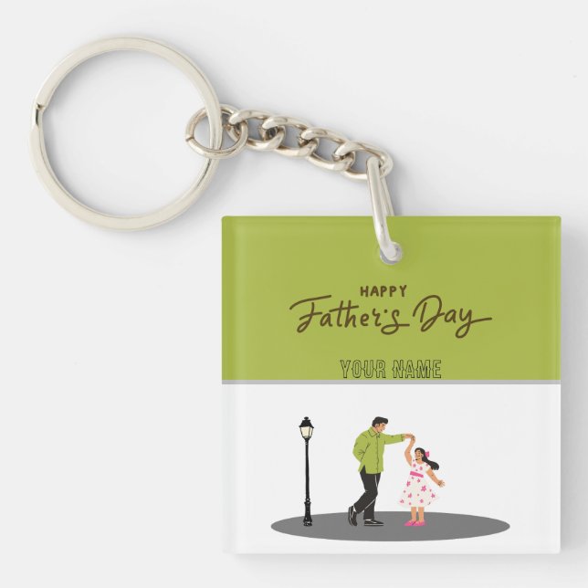 Father’s Day Gift for Dad | Custom Photo & Name Keychain (Front)