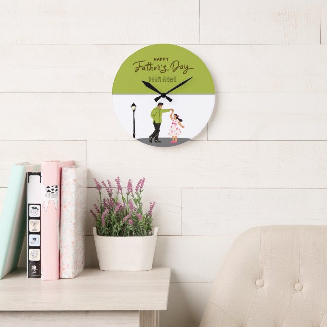 Father’s Day Gift for Dad | Custom Photo & Name Large Clock (Reading Room)