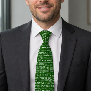 Father’s Day Gift Script Typography Pattern Green Neck Tie