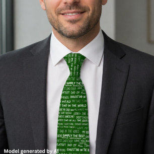 Father’s Day Gift Script Typography Pattern Green Neck Tie
