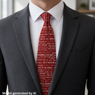 Father’s Day Gift Script Typography Pattern Red Neck Tie