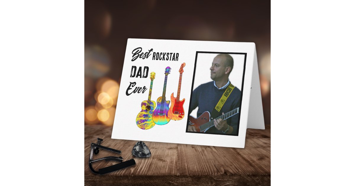 Father’s Day Guitar Dad Custom Photo Card | Zazzle