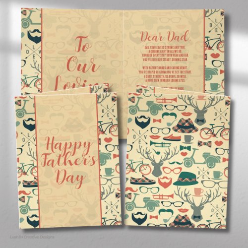 Father’s Day Orange Green Icons Greeting Card