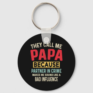 Father&#; s Day Papa Partner In Crime Funny Father Keychain