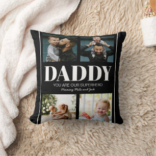 Father’s Day Photo Collage Modern Throw Pillow