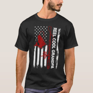 Father s Day  Reel Cool Grandpa America Flag July  T-Shirt