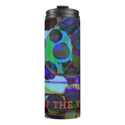 Fathers Day unique gift  black turquoise grid Thermal Tumbler