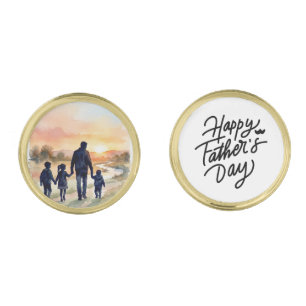 Father’s Day Watercolor Family Sunset Cufflinks
