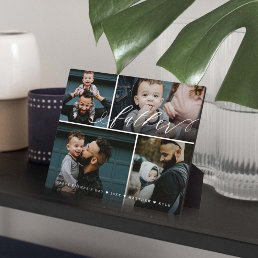 Father Script | Happy Fathers Day 4 Photo Collage Plaque