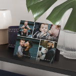 Father Script | Happy Fathers Day 4 Photo Collage Plaque<br><div class="desc">Send a beautiful personalized father's day gift to your dad that he'll cherish forever. Special personalized father's day family photo collage to display your special family photos and memories. Our design features a simple 4 photo collage grid design with "Father" designed in a beautiful handwritten white script style. Customize with...</div>