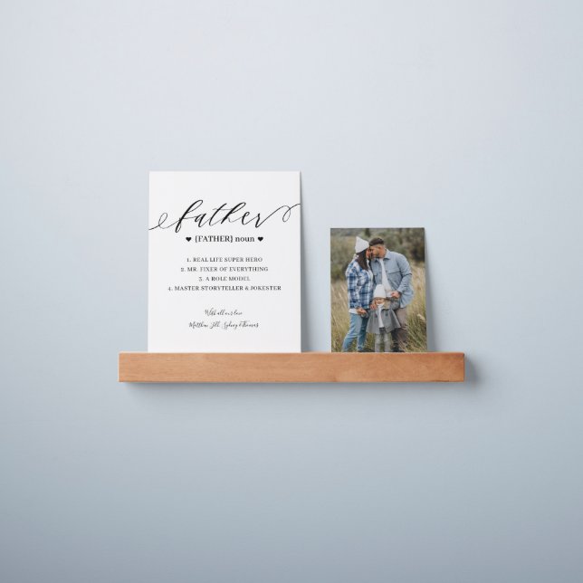 Father Script Personalized Definition Photo Memory Picture Ledge (Wall)