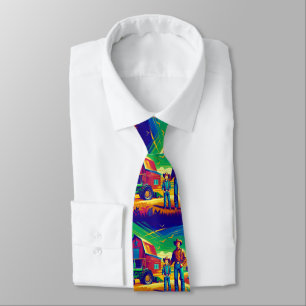 Father Son At The Farm Neck Tie