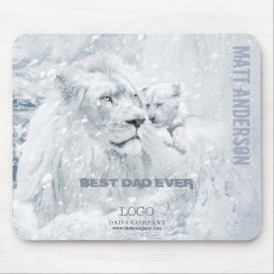 Father & Son / Best Dad, White Lion & Cub on Ice - Mouse Pad