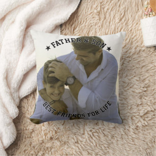 Father & Son Custom Photo Best Friend Fathers Day Throw Pillow