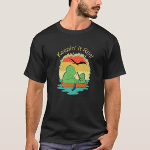 Father Son Dinosaur Fishing Trip Keepin' It Reel F T-Shirt