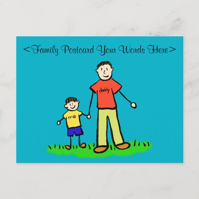 Father & Son Family Characters Customized Postcard (Front)