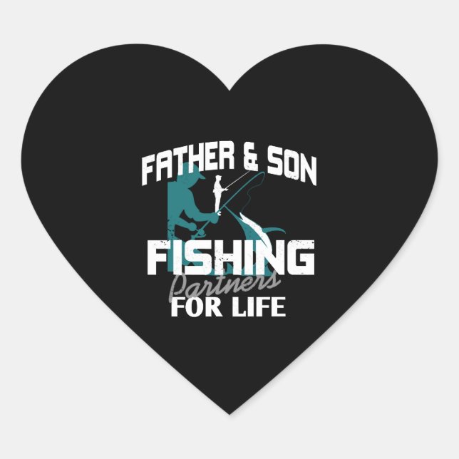 Father Son Fishing Heart Sticker (Front)