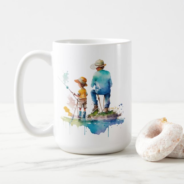 Father Son Fishing Memories | Love You Dad Coffee Mug (With Donut)