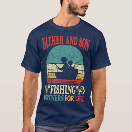 Father Son Fishing Partners For Life Vintage Dad T_Shirt