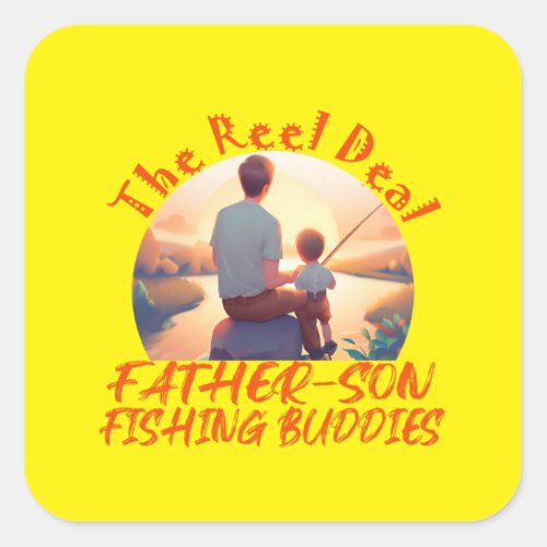 Father Son Fishing T_Shirt Square Sticker