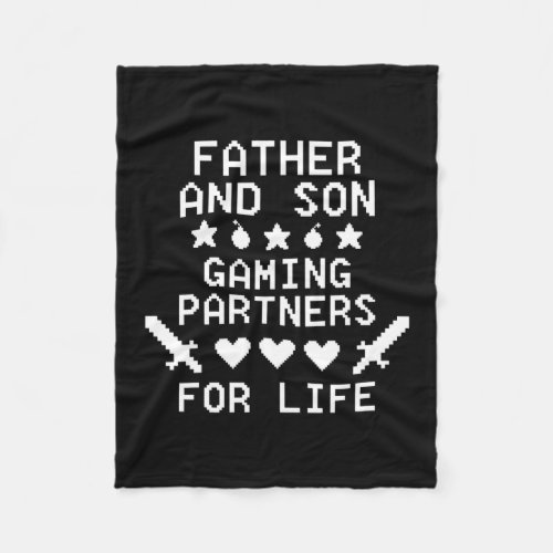 Father Son Funny Game Lover Gaming Partners For Fleece Blanket