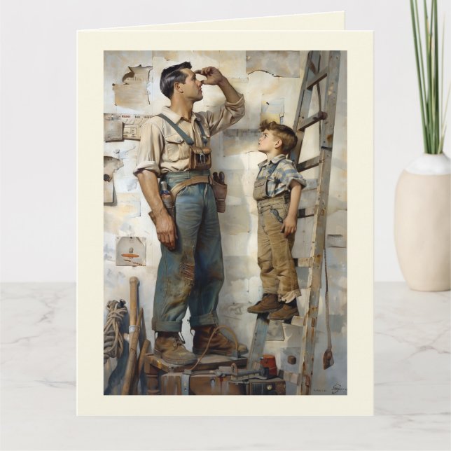 Father & Son Gazing Up  Card (Front)