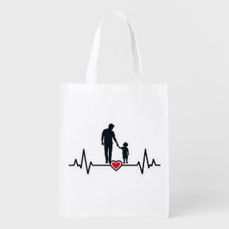 Father & Son Heartbeat Silhouette Award Plaque  Grocery Bag
