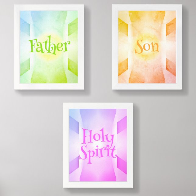 Father Son Holy Spirit Trinity Christian Wall Art Sets (Front)