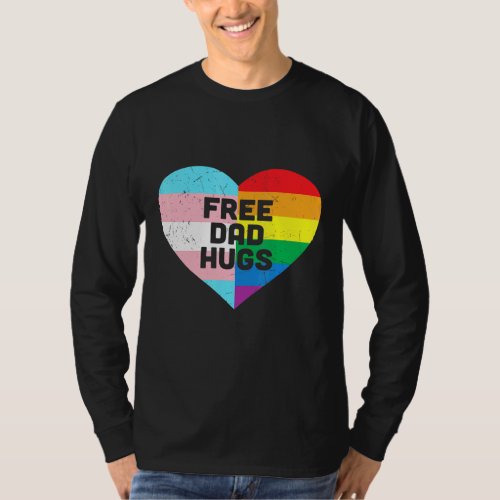 Father Son Matching Free Dad Hugs Pride Lgbtq Tran T_Shirt