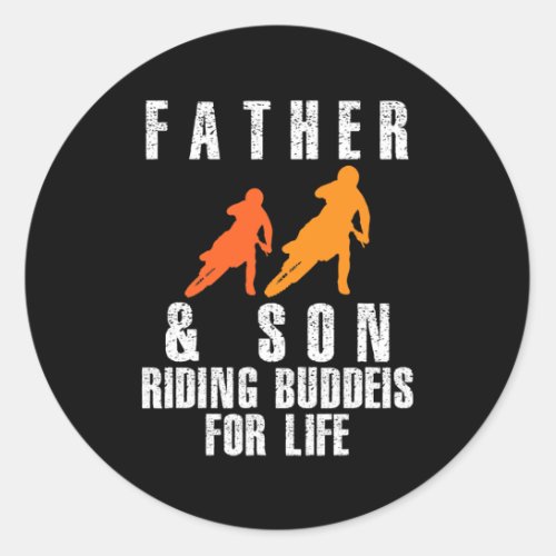 Father Son Riding Buddies Dirt Bike Motocross  Classic Round Sticker