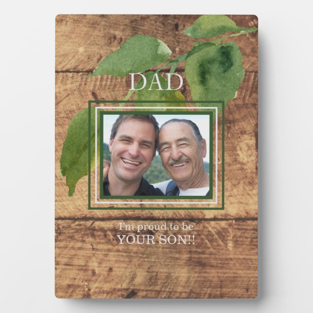 Father Son Wood Proud to Be Your Son Photo Plaque (Front)