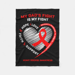 Father Support My Dad Wear Red Heart Disease Aware Fleece Blanket