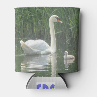 Father Swan with Baby Can Cooler